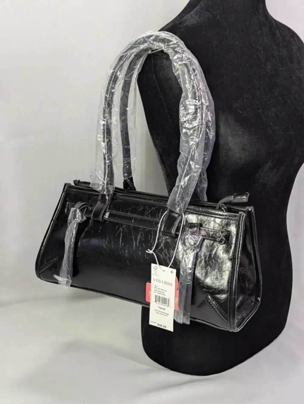 Sam & Libby Onyx Women's Belted Satchel Bag in Black (MSRP $98)